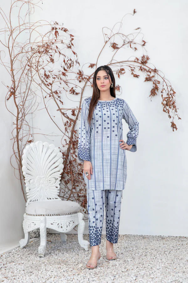 Halina D-2085 - 2 piece ready to Wear Khaddar Collection By Tawakkal Fabrics