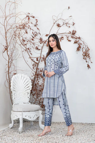 Halina D-2085 - 2 piece ready to Wear Khaddar Collection By Tawakkal Fabrics